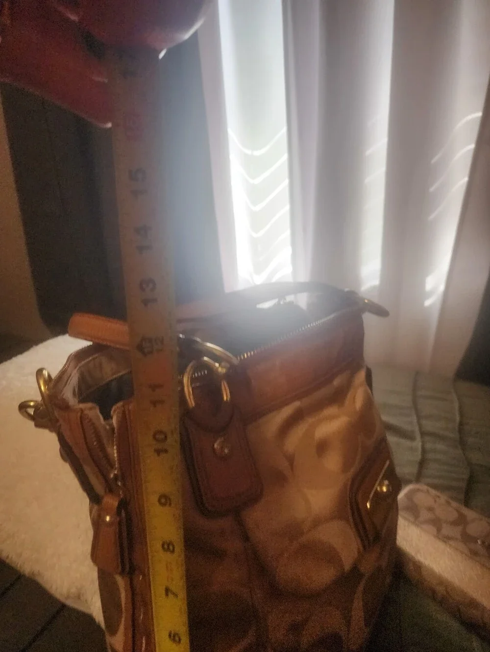Coach Brown Signature Canvas Shoulder Bag with Wallet